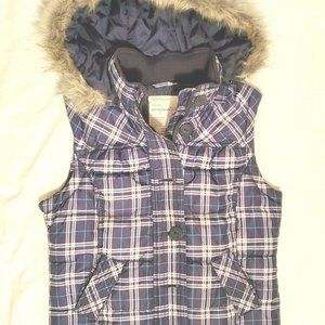 Areopostal Jr SP Blue Plaid Quilted Puffer Vest